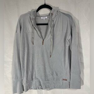 Nine West active wear 1/4 zip hooded jacket size small gray